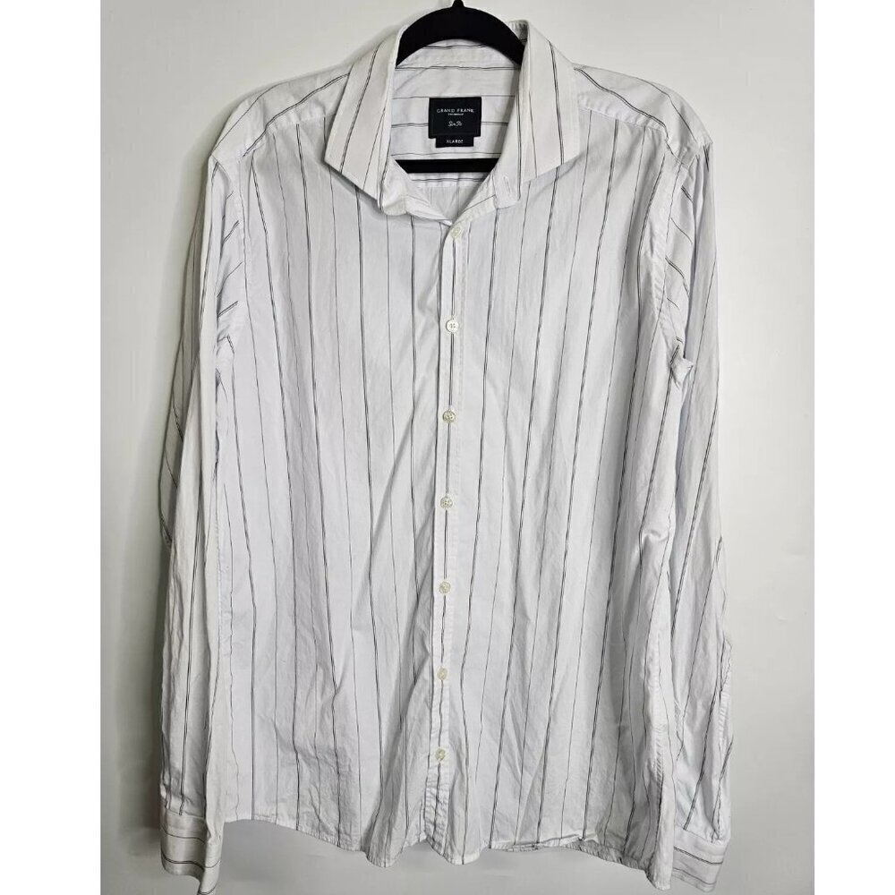 Grand Frank Stockholm Stripped Shirt Men XL Long Sleeve Button Down Slim Fit